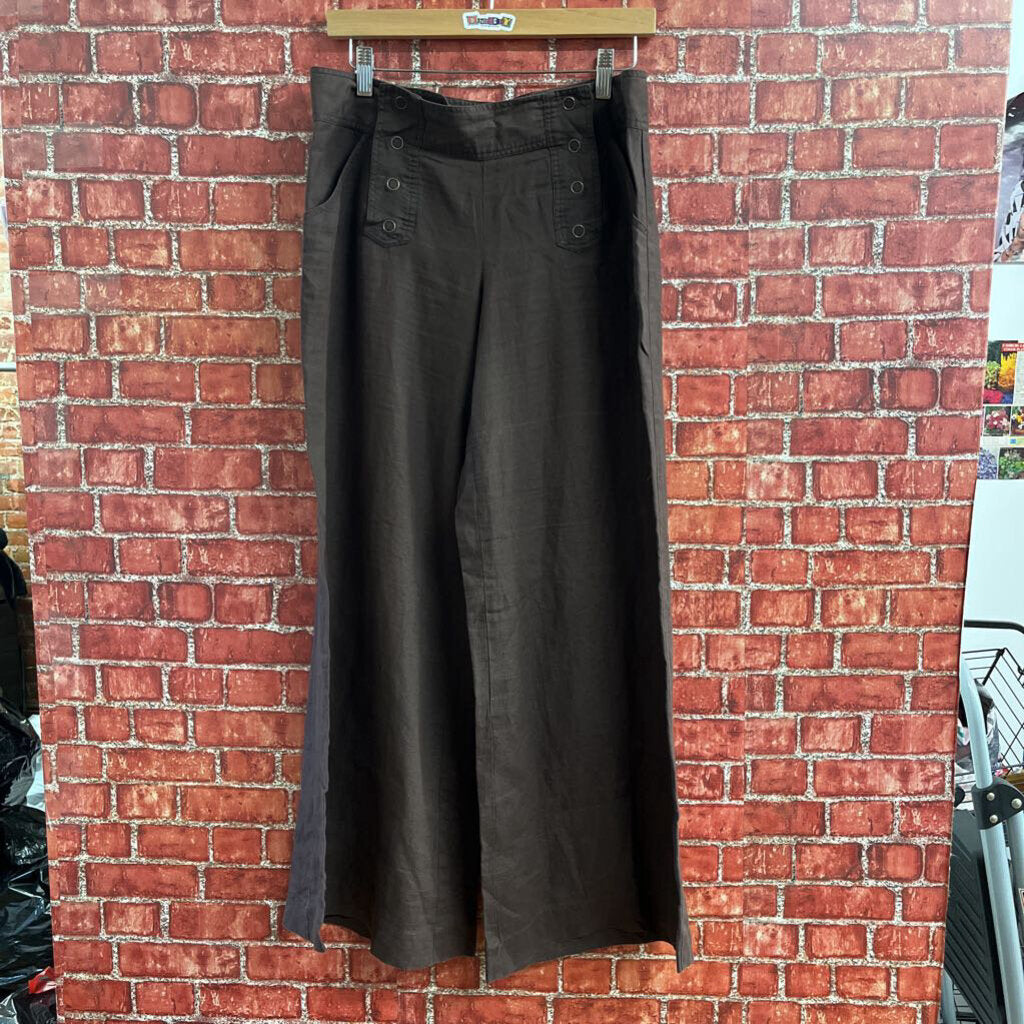 London Jeans Linen Wide Leg Pants Brown Size 8