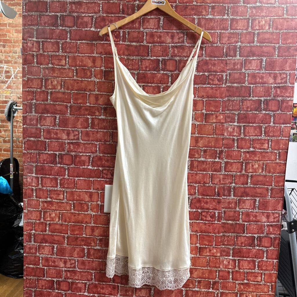 Julianna Rae Silk Slip Dress Lace Trim Cream Size L