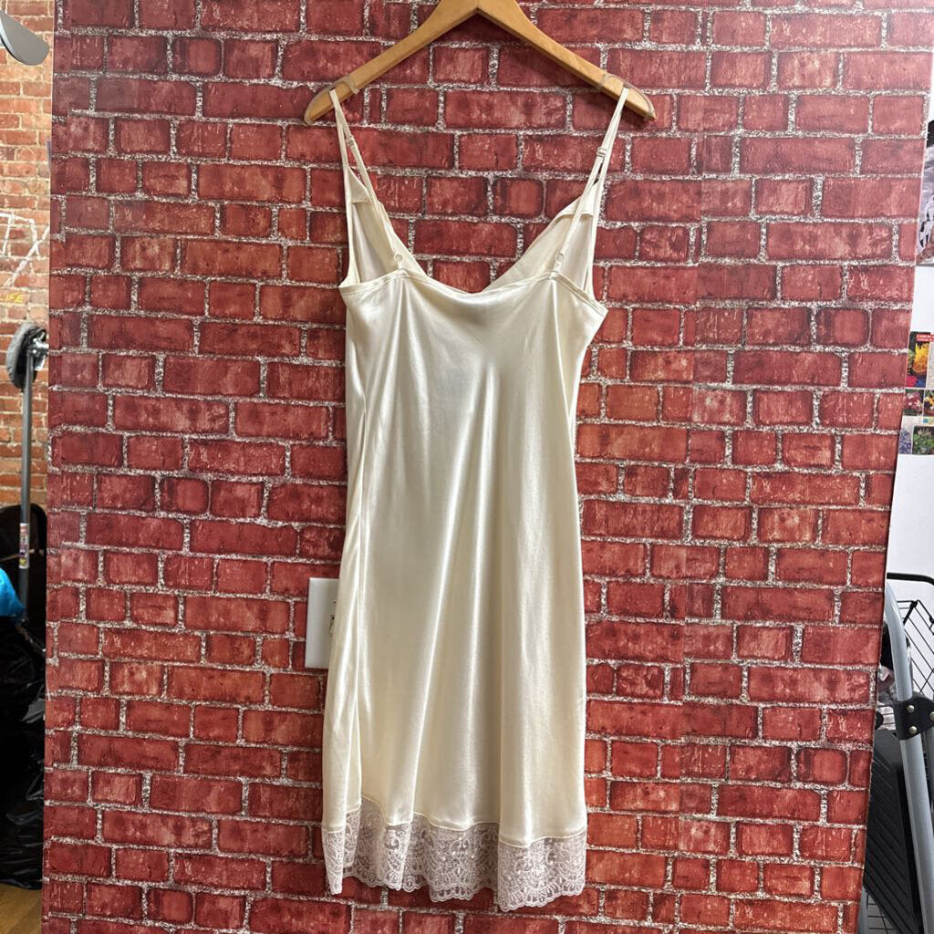 Julianna Rae Silk Slip Dress Lace Trim Cream Size L