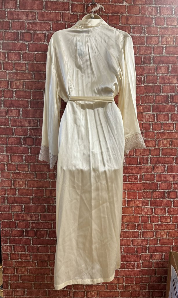 Julianna Rae Silk Robe Lace Trim Cream Size S/M