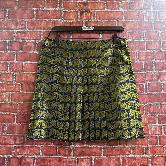 Pollini Italian Pleated Floral Mini Skirt Blue Yellow size 10