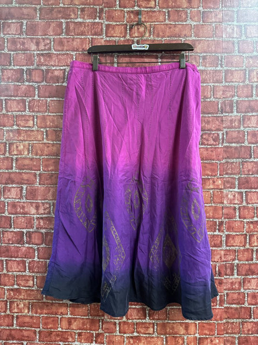 Chicos Aztec Ombre Midi Skirt Pink Purple Size 3