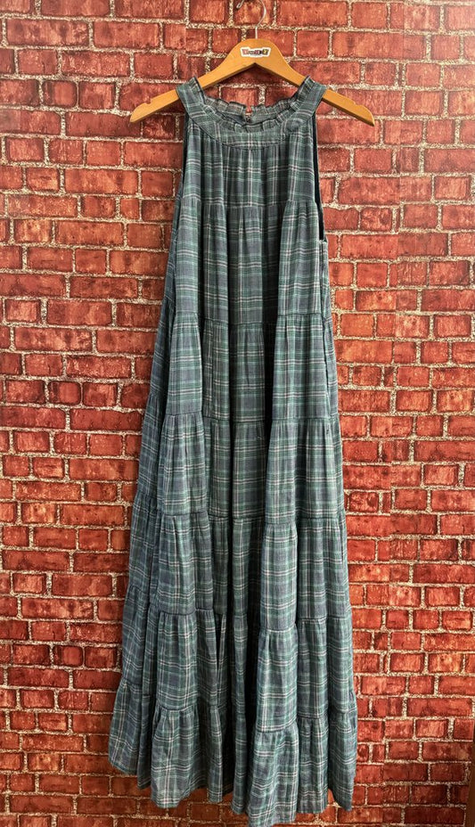 Torrid Plaid Maxi Dress Blue Size 0XL