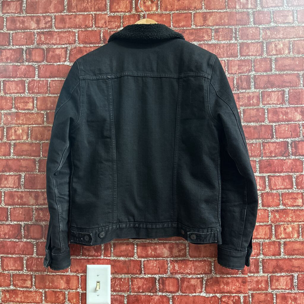 Levis Sherpa Black Denim Jacket Medium