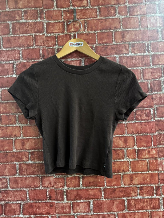 TNA Ribbed Baby Tee Brown Size L