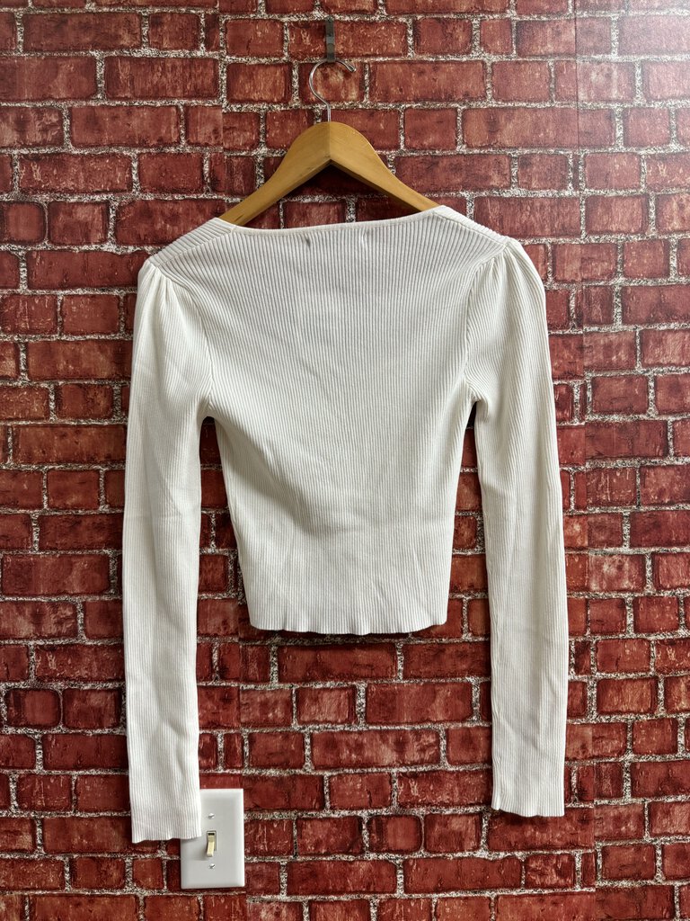 Love Tree Ribbed Cropped Long Sleeve White Size M