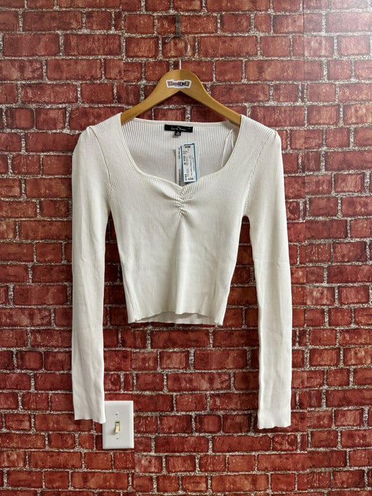 Love Tree Ribbed Cropped Long Sleeve White Size M