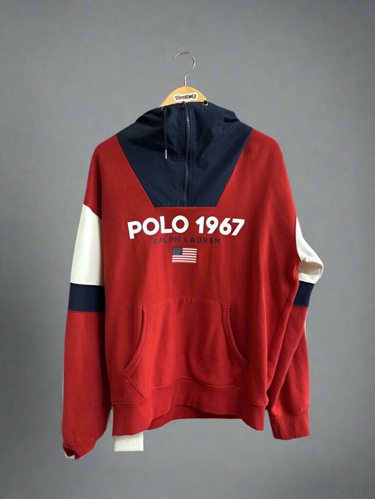 Polo Ralph Lauren Windbreaker Hood Red Size S