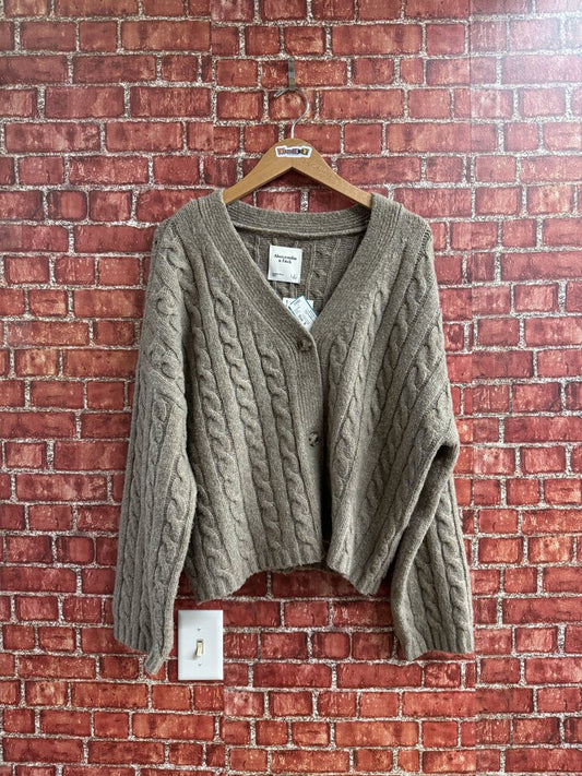 Abercrombie & Fitch Cable Knit Crop Cardigan Brown Size S