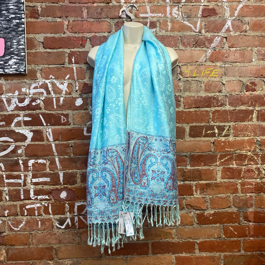 Cashmere Abstract Scarf Blue