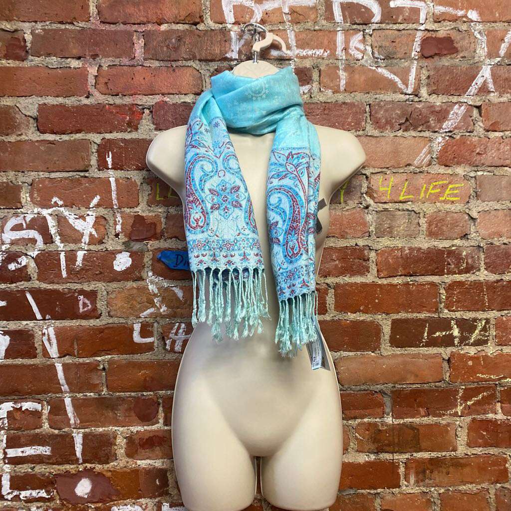 Cashmere Abstract Scarf Blue