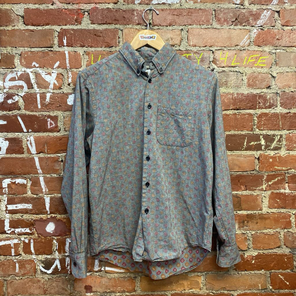 Naked and Famous Polka Dot Button Down Grey Size M