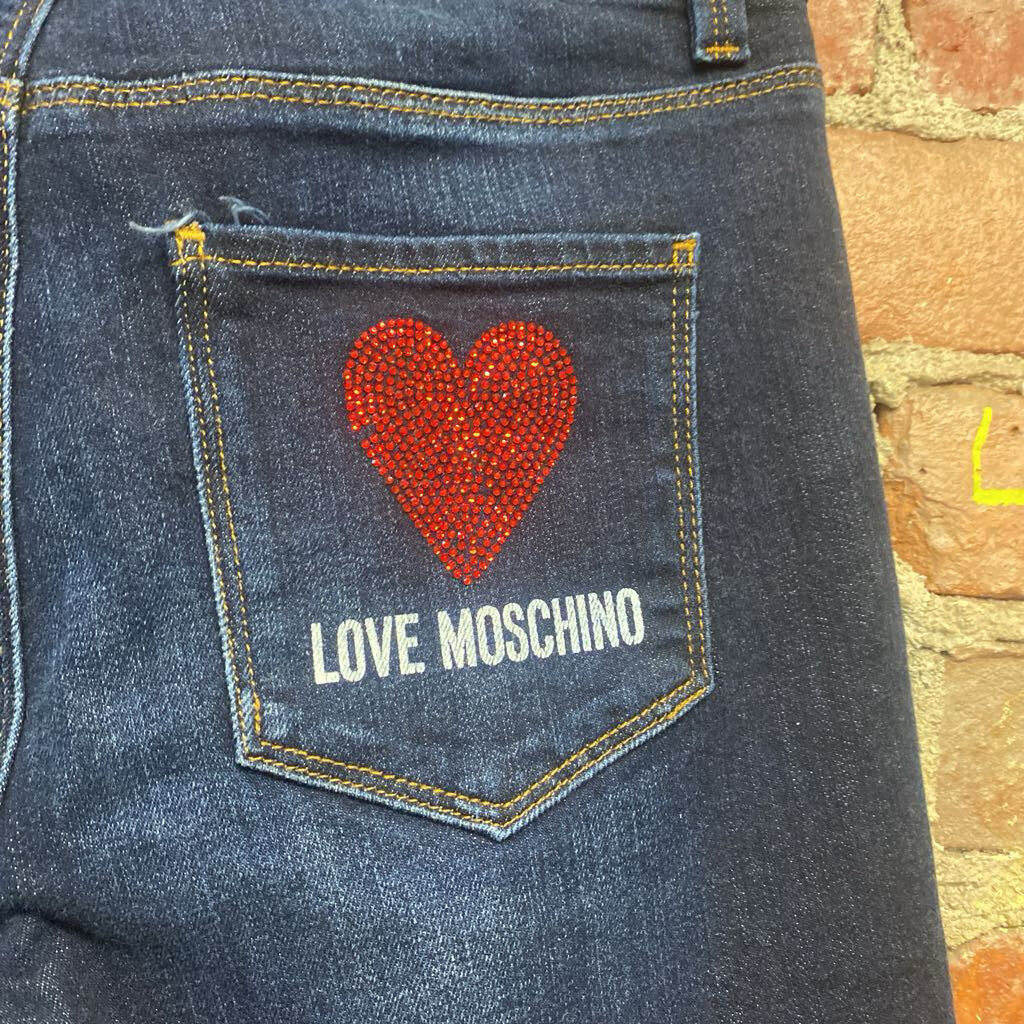 Love Moschino Studded Heart Jeans Blue Size 27