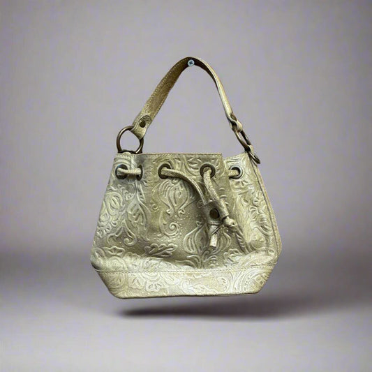 Valentina Fiore Embossed Handbag Grey Small