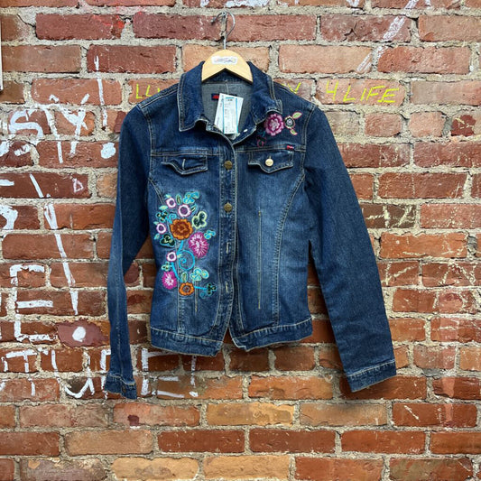 Vintage Y2K Yuka Denim Jacket Embroidered Size Small