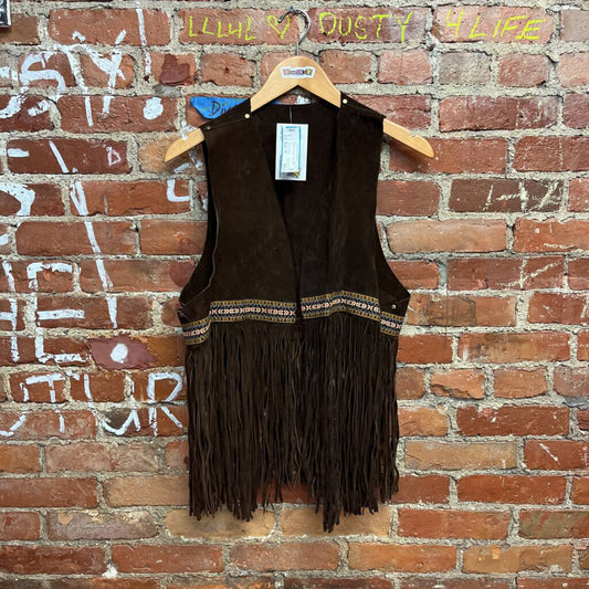 Vintage Western Fringe Suede Vest Size M