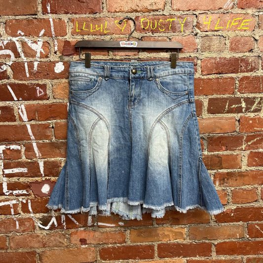 Vintage Y2K Havana Pleated Denim Mini Skirt Size M