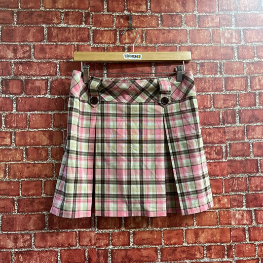 NWT Personal Identity Plaid Pleated Mini Skirt Pink Size 8