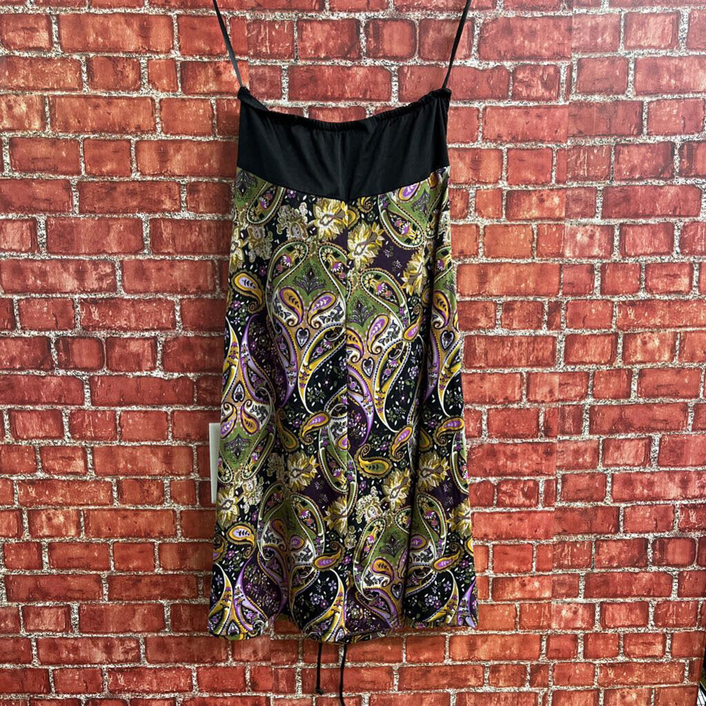 Y2K Snap Paisley Print Halter Mini dress multi Color Size M