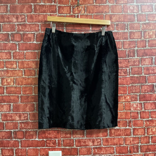 Worth Ny Velour Snake Skin Print Midi Skirt black Size 6