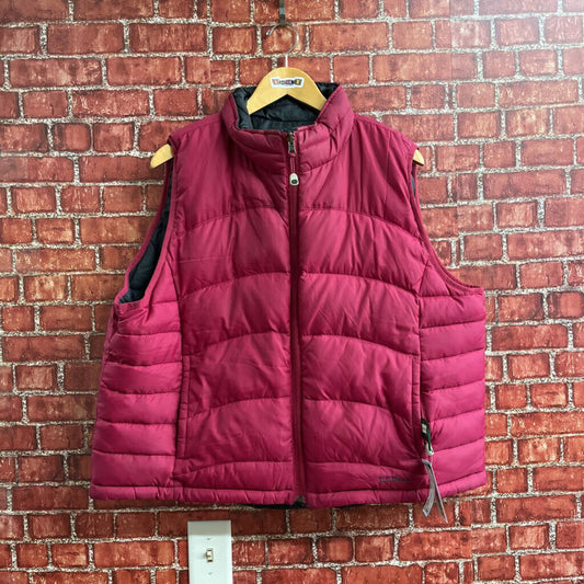 LL Bean Goose Down Puffer Vest Reversible Pink Grey Size 2XL