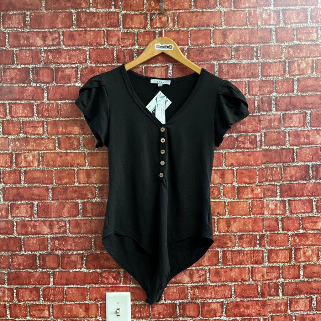 Gaze Bodysuit Top Black Size Large