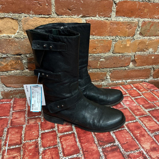 Eileen Fisher Leather Moto Boots Size 8.5