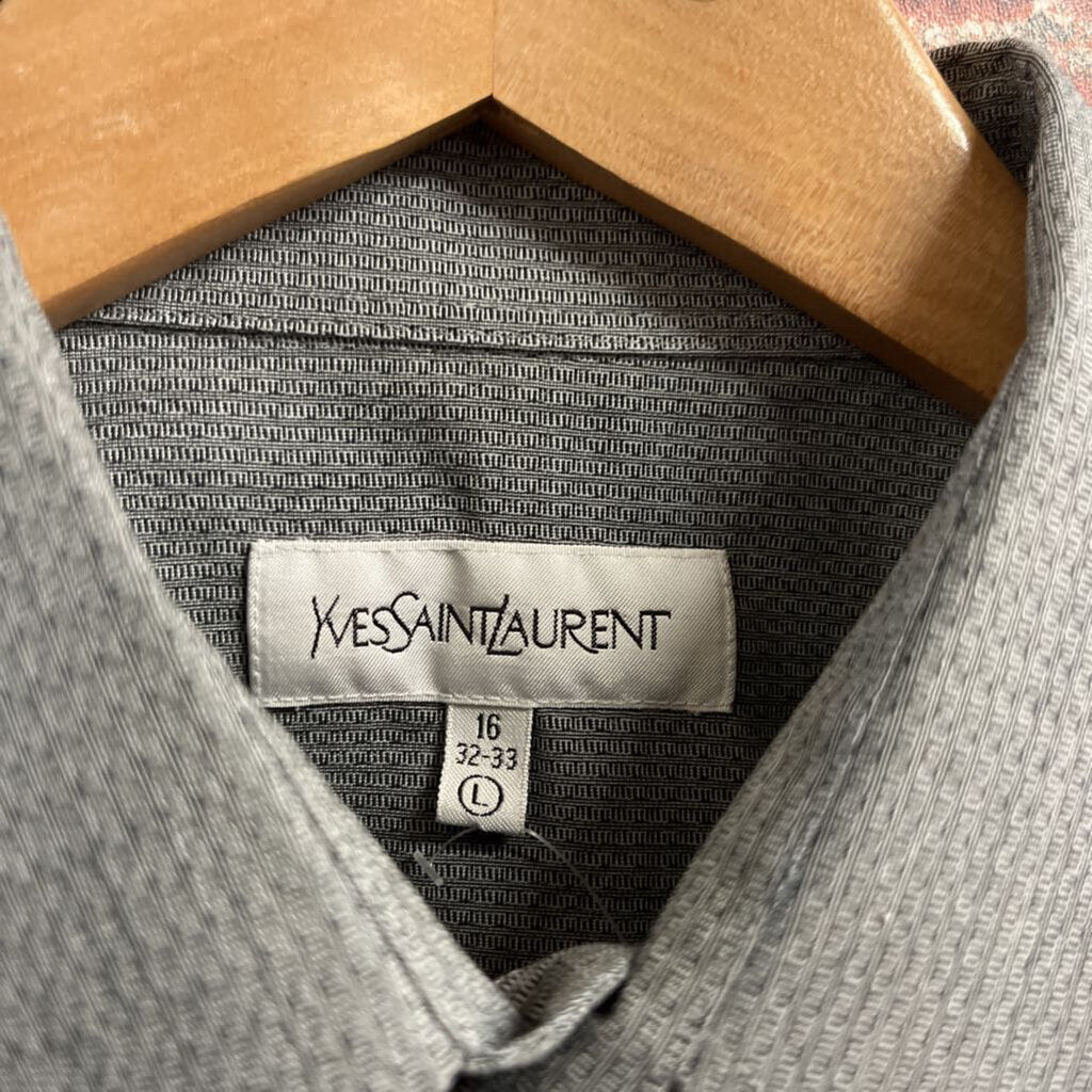 Yves Saint Laurent Cotton Blend Button Down Grey Size L