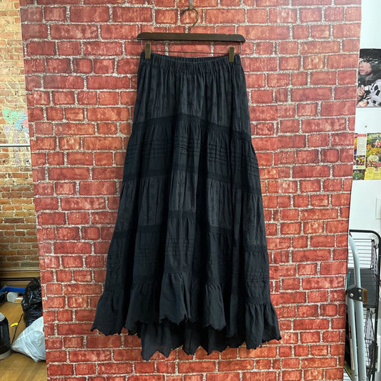 Reclaimed Vintage Tiered Maxi Skirt Black Size 4