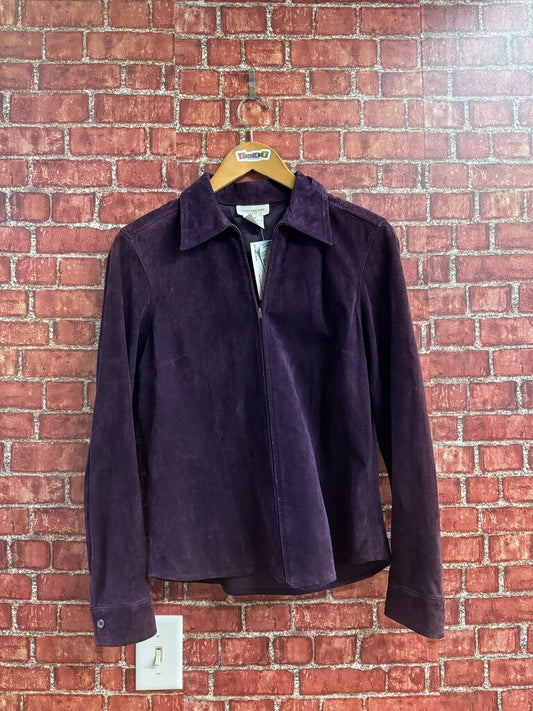 Jones NY Suede Full Zip Leather Jacket Purple Size 8