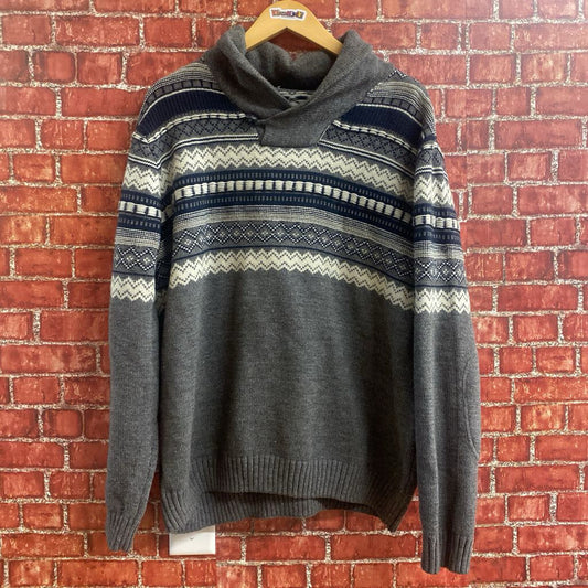 Unbranded Patterned Knit Sweater Grey/Blue L