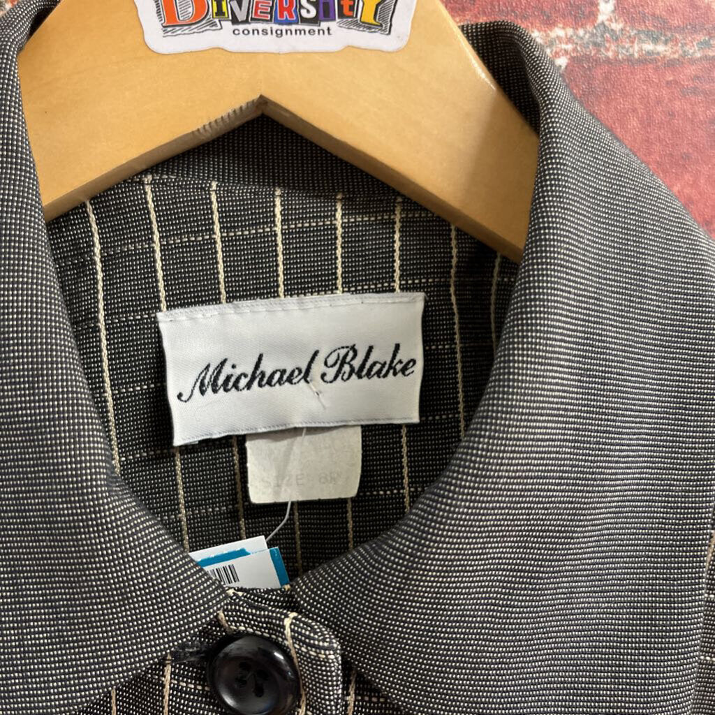 Michael Blake Cropped Checkered Blazer Grey 8