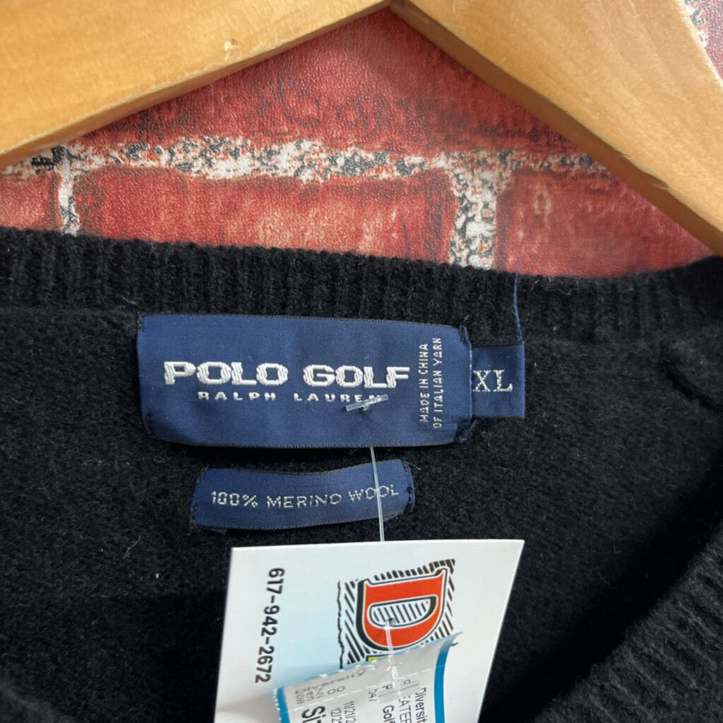 Polo Golf Ralph Lauren Argyle Merino Wool Sweater black Green blue Size XL