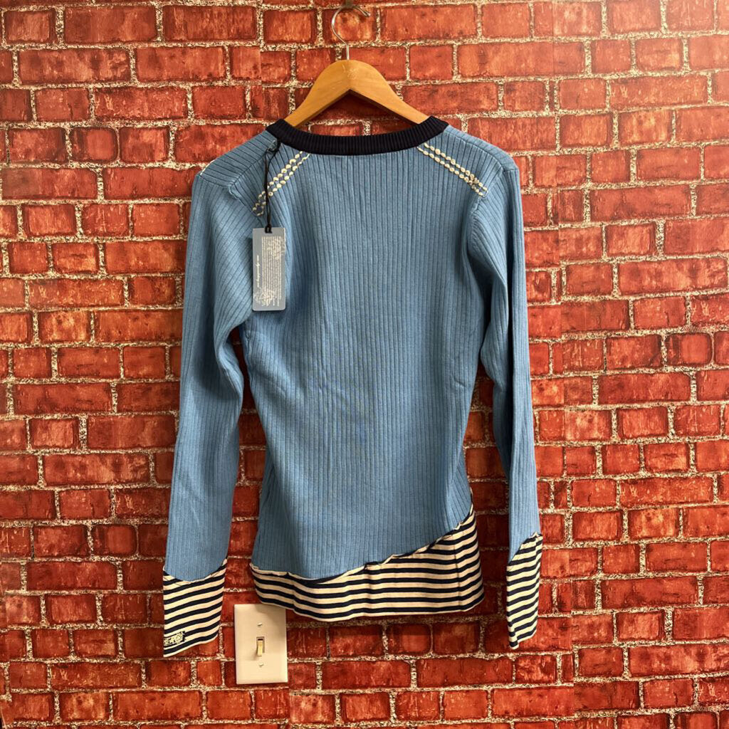 NWT Y2K Allyance Ribbed Sweater Blue Size L