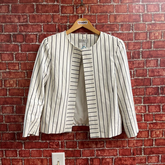 Tahari Pinstriped Blazer White Size 10