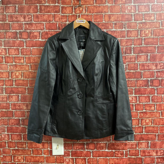 East 5th Leather Jacket Button Up Black Size M