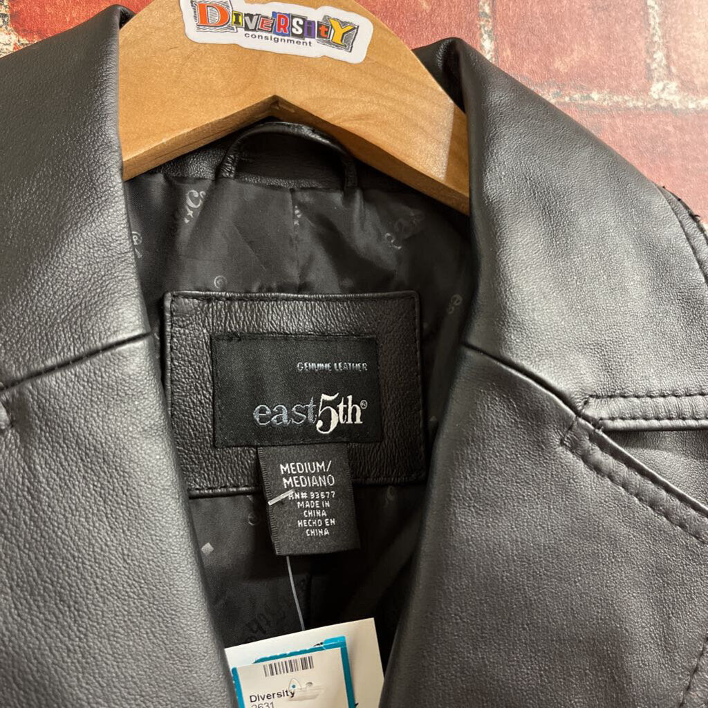 East 5th Leather Jacket Button Up Black Size M