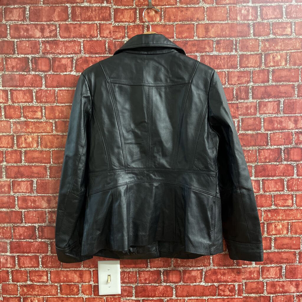 East 5th Leather Jacket Button Up Black Size M