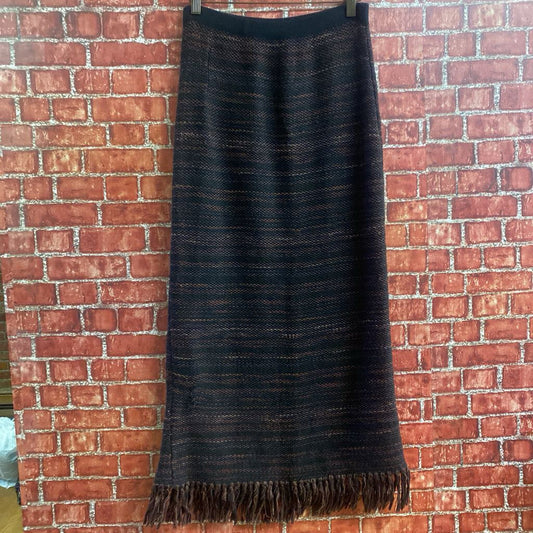 Peruvian Connection Knit Maxi Skirt Brown Size M