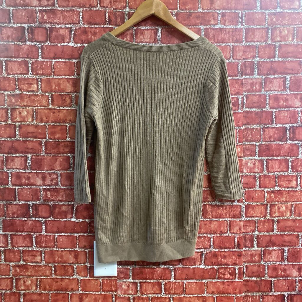 LOV Ribbed Mid Sleeve Knit Brown Size M