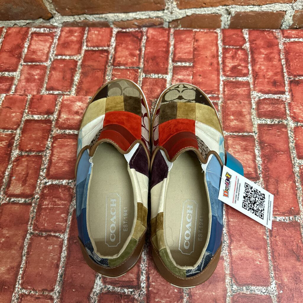 Coach Patchwork Leather Low Slip On Sneakers Multi Color Size 11L