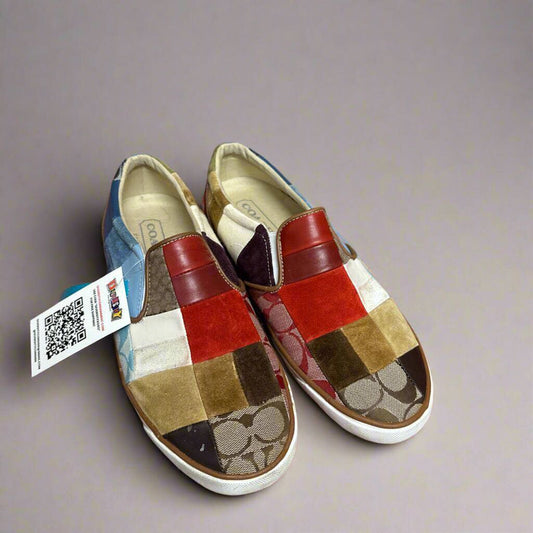 Coach Patchwork Leather Low Slip On Sneakers Multi Color Size 11L