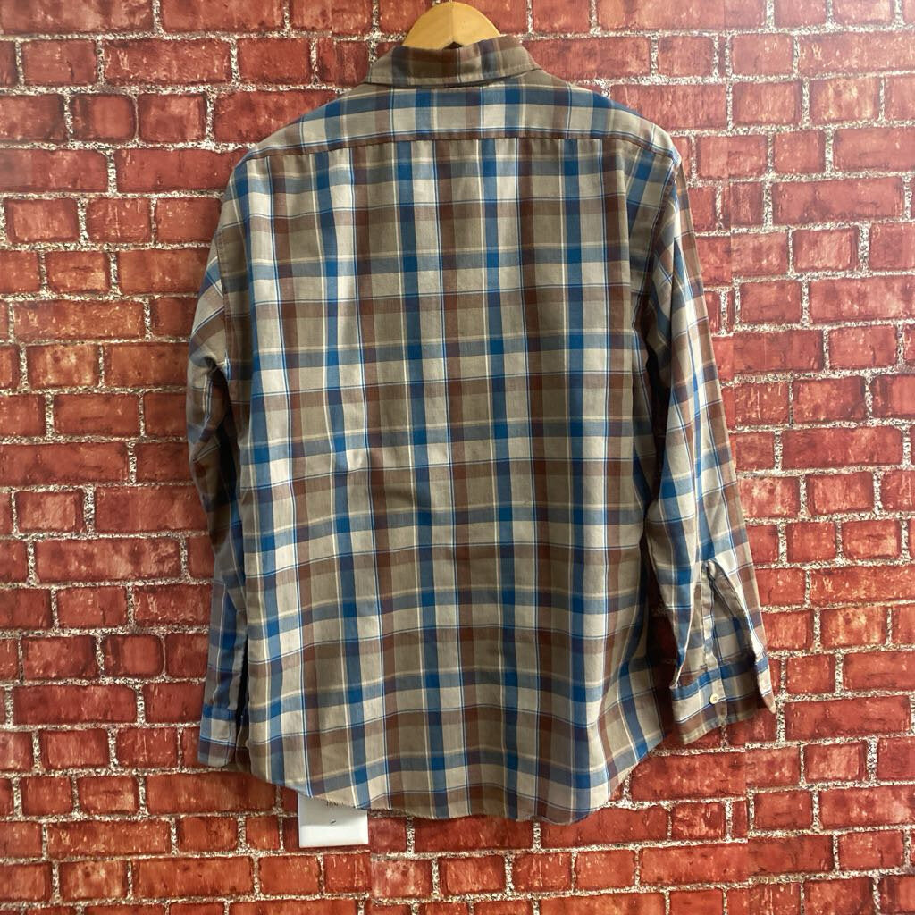 Vintage 80s Levis Plaid button Down Brown blue Size L