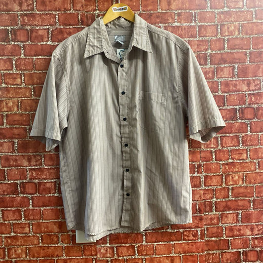 No Fear Pinstriped Button Down Brown Size L