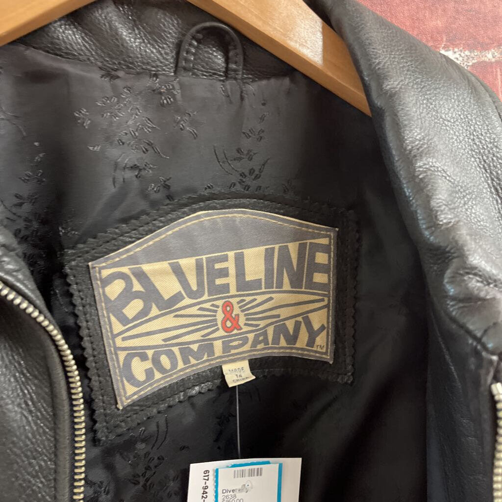 Blueline & Company Leather Jacket Full Zip Black Size S