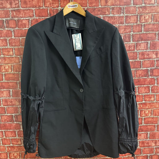 NWT Mugler Ruched Windbreaker Blazer Suit Jacket Black Size 40