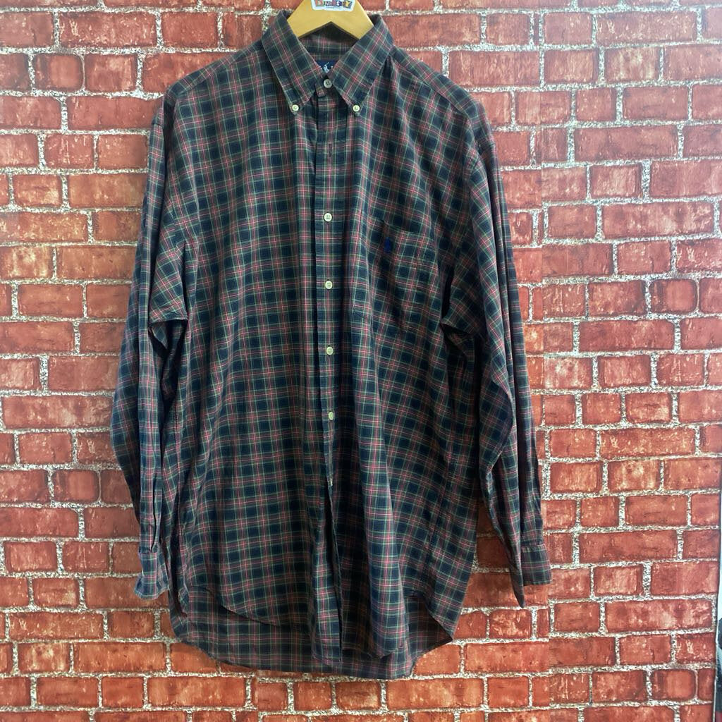 Polo RL Plaid Button Down Red/Grn M