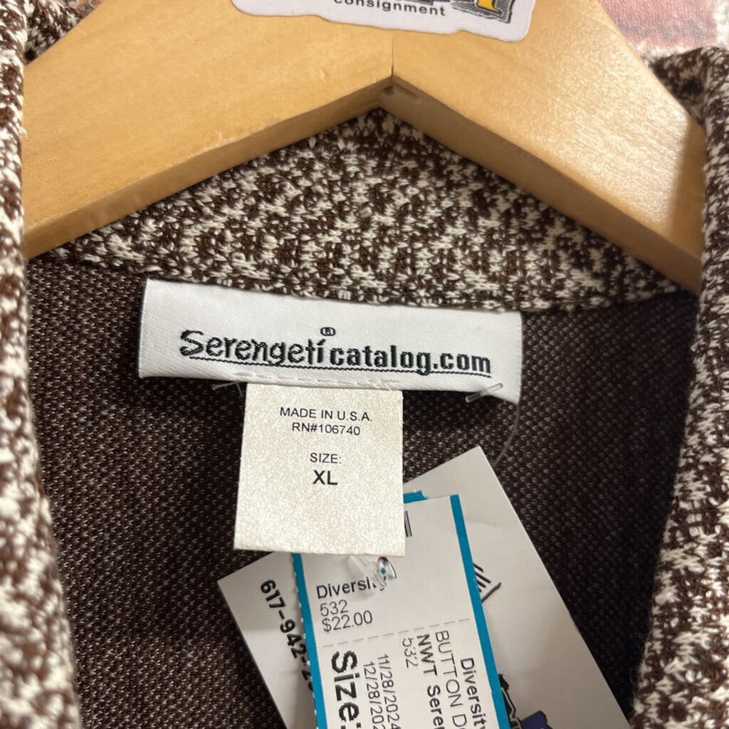 NWT Serengeti Catalog Textured Button Down Brown Size XL