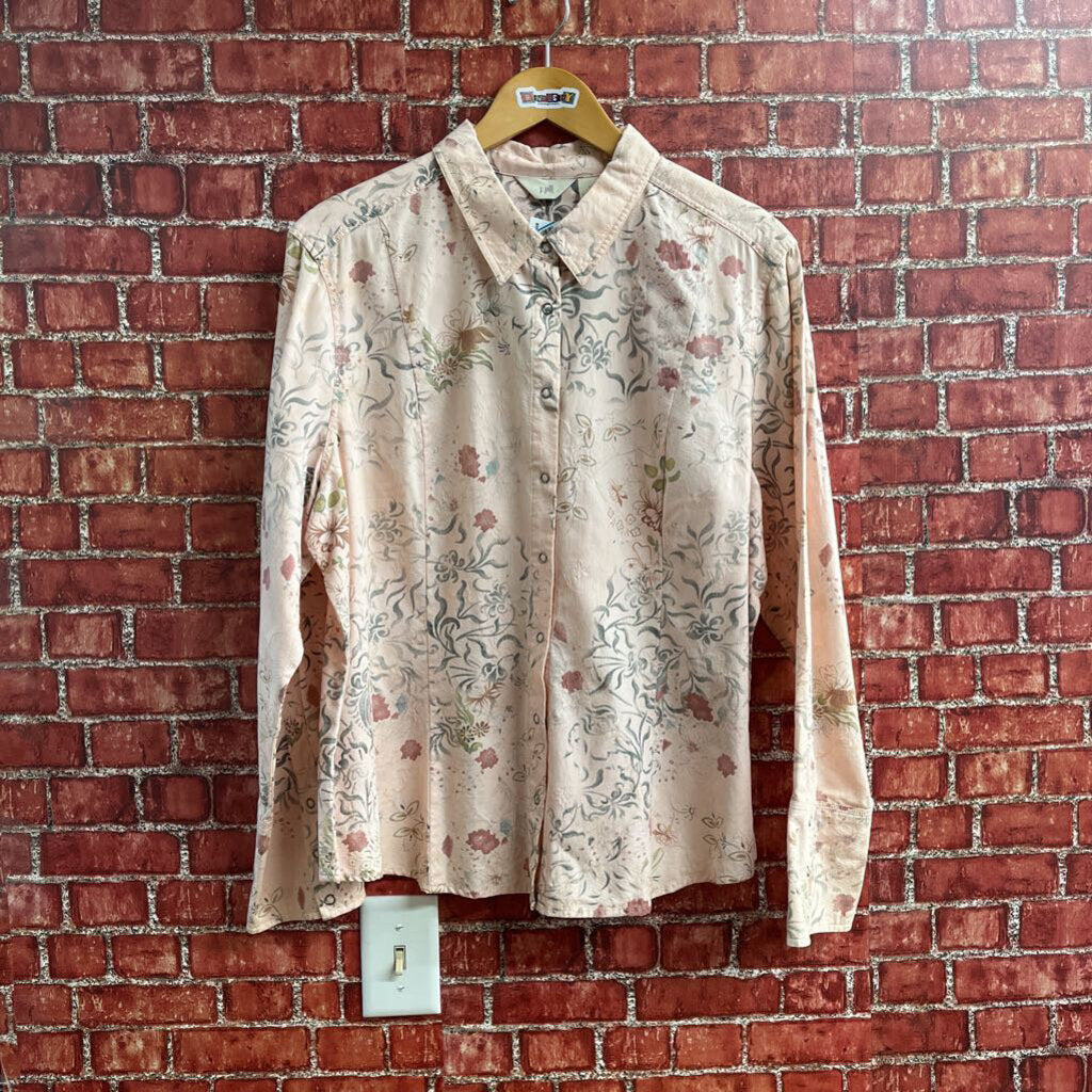 NWT J Jill Floral Button Down Pink SIze XL