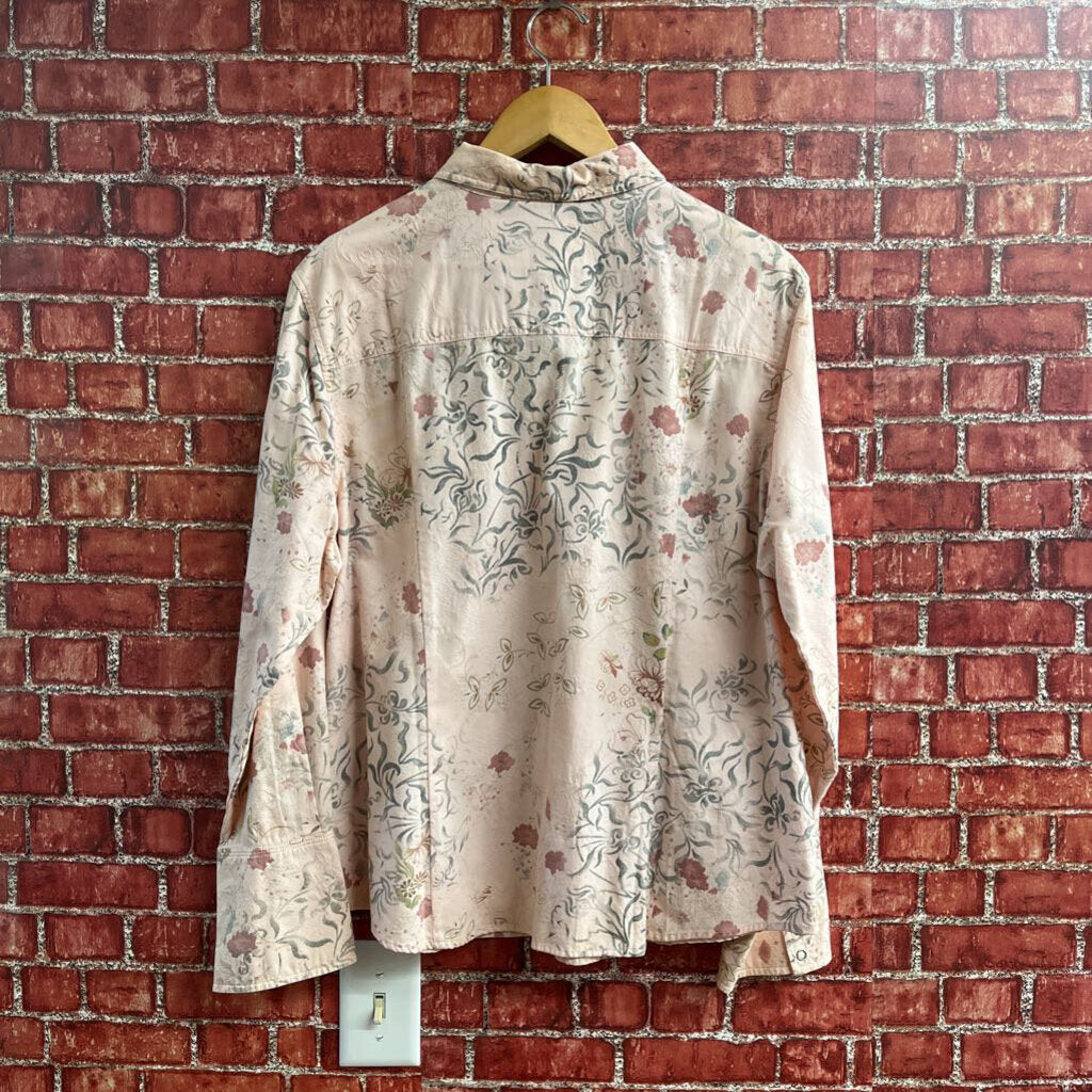 NWT J Jill Floral Button Down Pink SIze XL